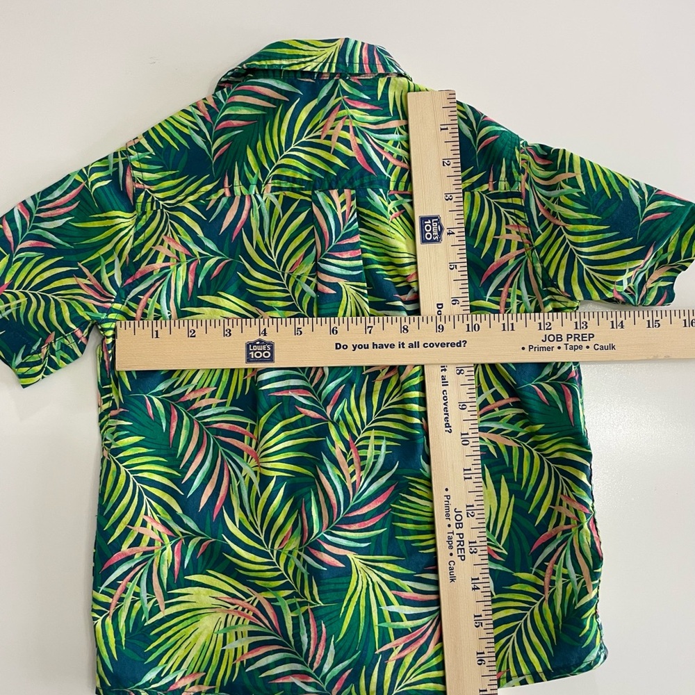 Lands' End 2 Boys Green Tropical Palm Short Slv, ButtonUp Shirt, size XXS and XS - Picture 8 of 8